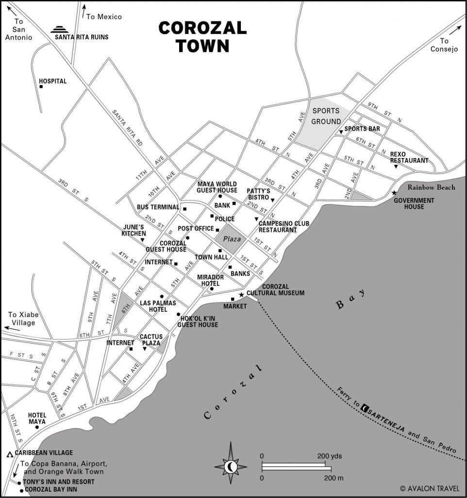 ನಕ್ಷೆ corozal ಪಟ್ಟಣದ ಬೆಲೀಜ್