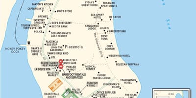 ನಕ್ಷೆ placencia ಗ್ರಾಮ ಬೆಲೀಜ್